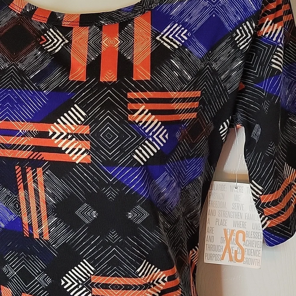 LuLaRoe Julia Dress XS New Black Blue White Orange